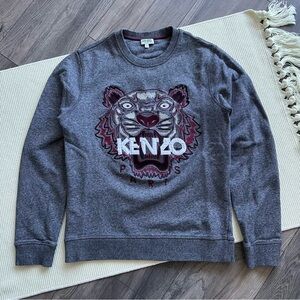 KENZO Paris Big Tiger Embroidered Logo Gray Sweatshirt